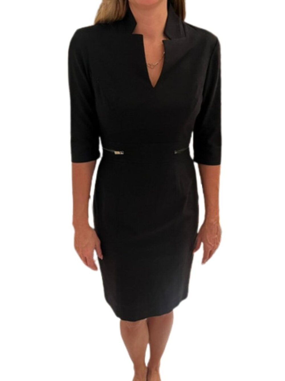 Elie Tahari Bi-Stretch Black Sheath Dress Size 2
